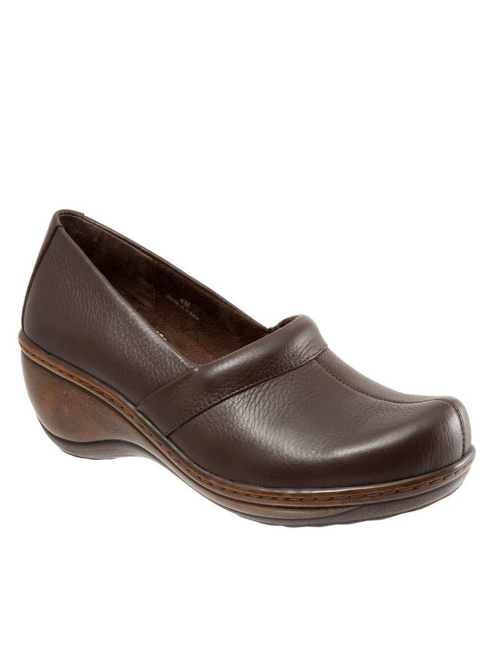Softwalk Melody Clogs Dark Brown Leather Closed Back Clogs size 7 W 7D 7W 7 D